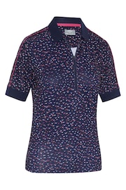 Callaway Apparel Blue Chev Inspired Print Short Sleeve Polo Shirt - Image 4 of 5