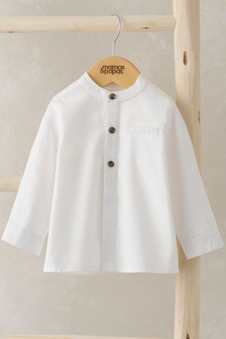 Mamas & Papas Grandad Collar Smart White Shirt - Image 1 of 3