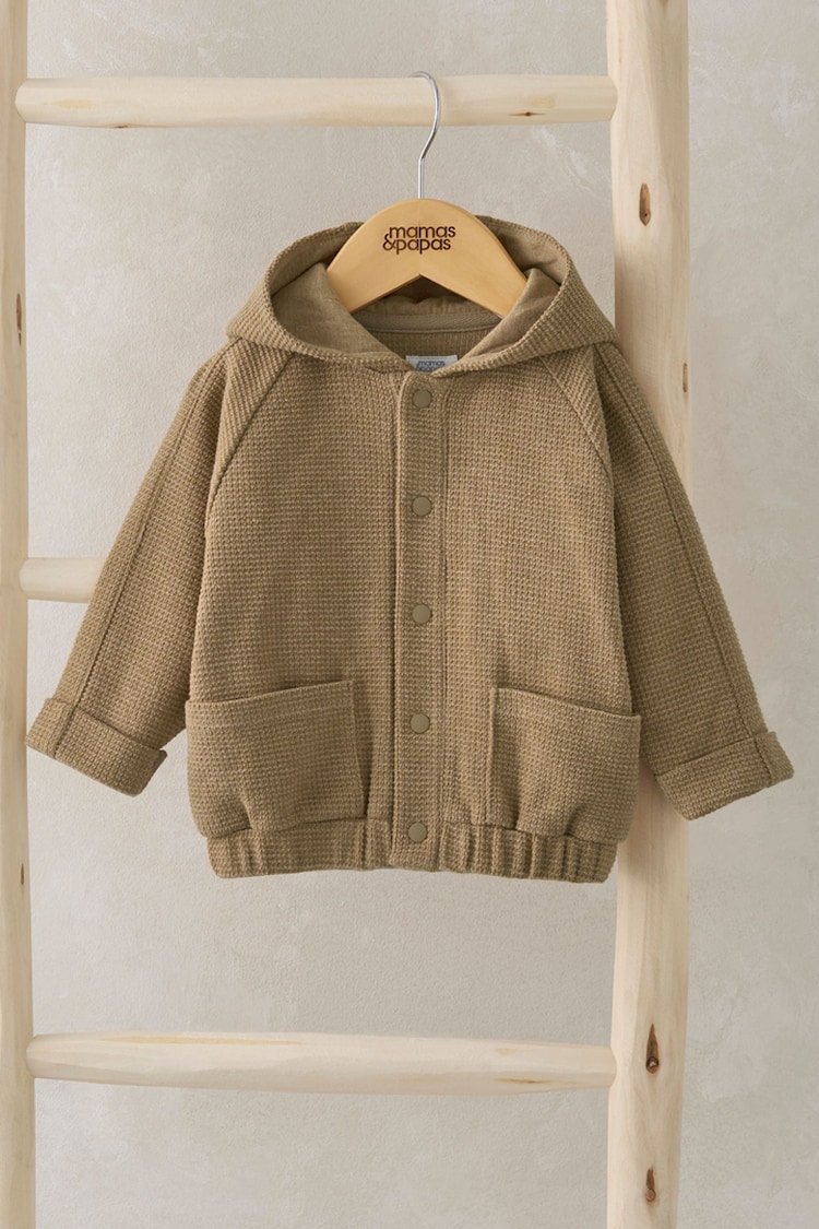 Mamas & Papas Waffle Bomber Brown Hoodie - Image 1 of 3