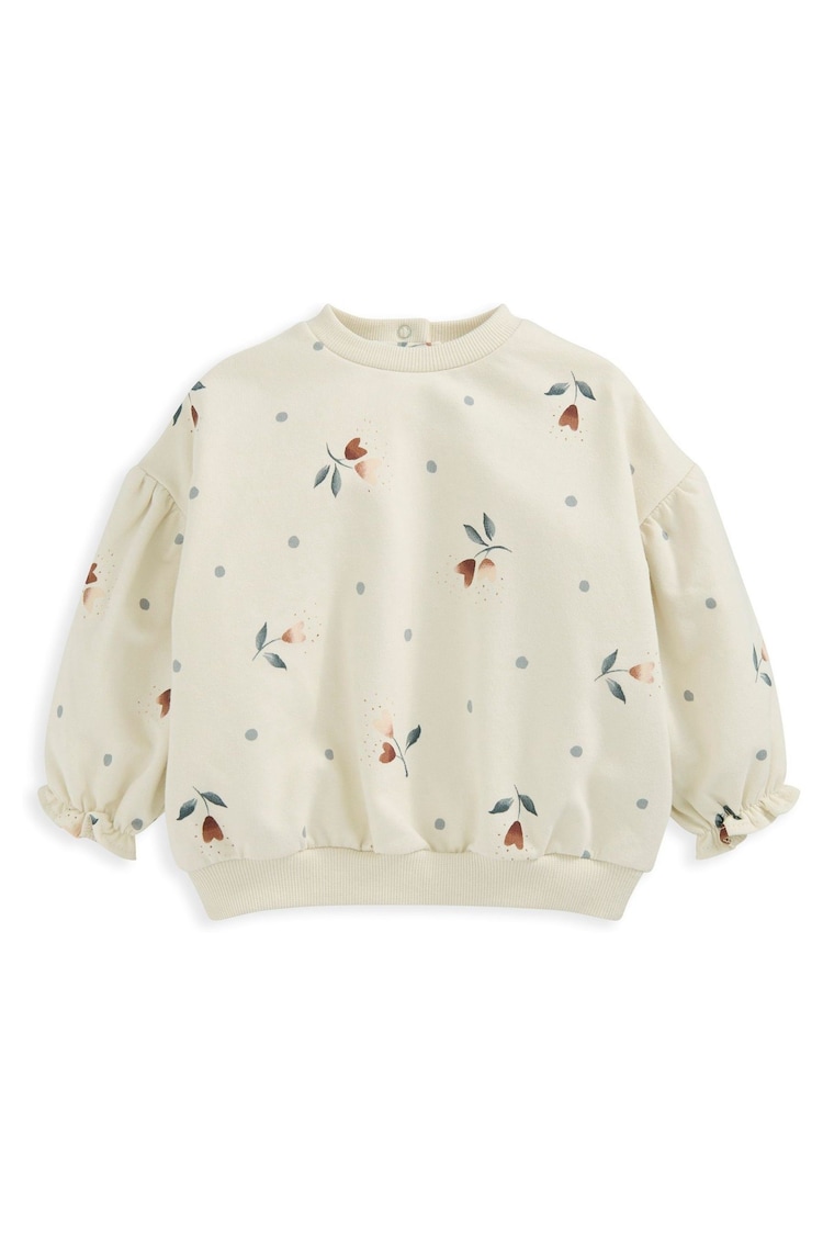 Mamas & Papas Brown Floral Heart Print Sweatshirt - Image 2 of 2