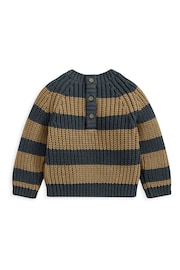 Mamas & Papas Blue Chunky Knitted Stripe Jumper - Image 3 of 3