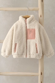 Mamas & Papas Pink Borg Jacket - Image 1 of 2