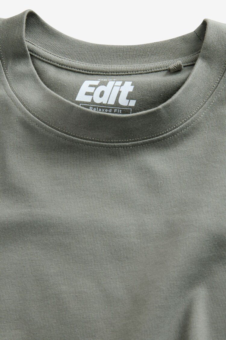 Green EDIT Relaxed Fit Long Sleeve Heavyweight 100% Cotton T-Shirt - Image 2 of 3