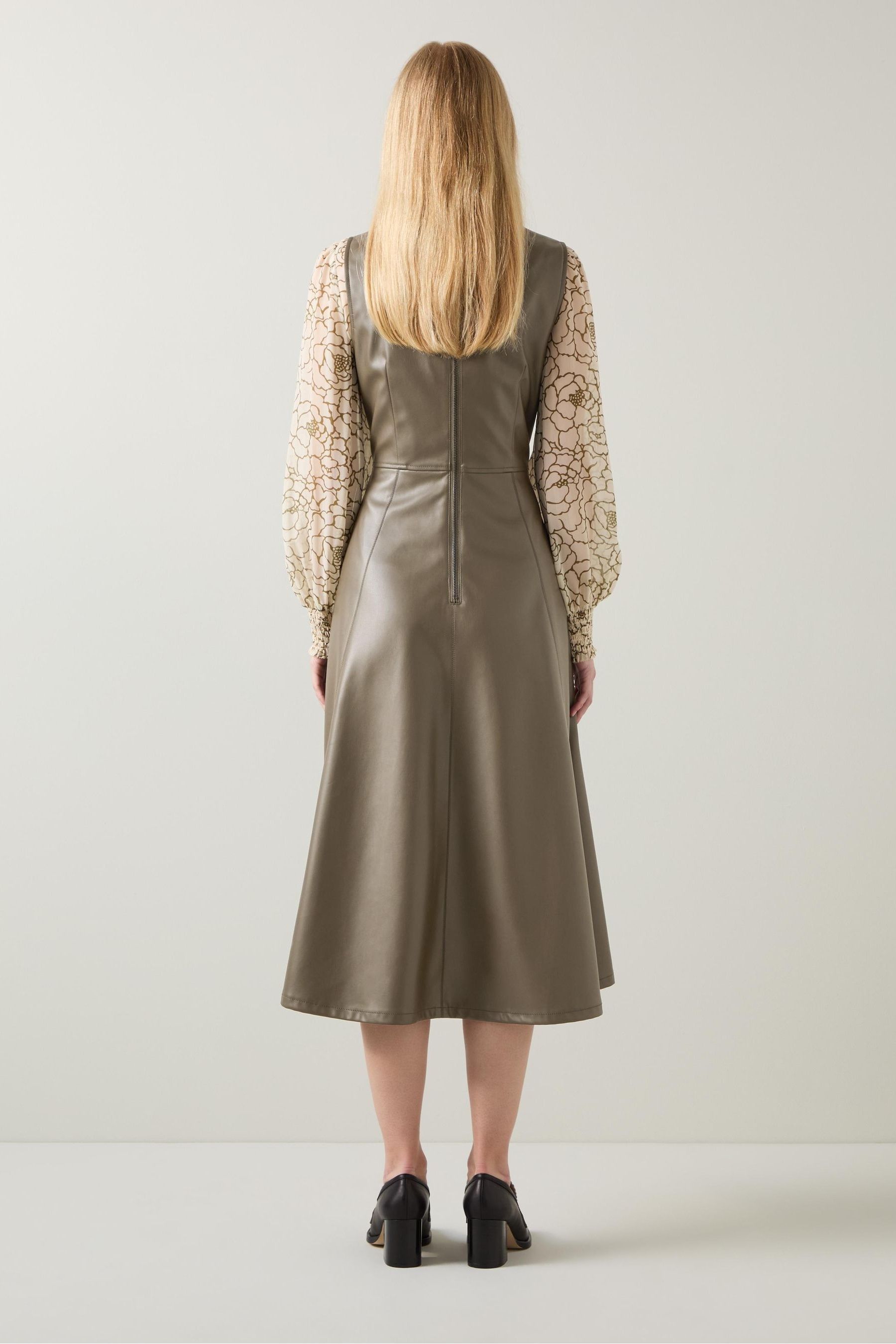 Buy LK Bennett Green Laurie Olive Faux Leather Pinafore Dress from Next Austria