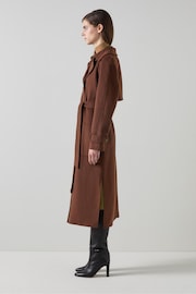 LK Bennett Lawrence Wool Midi Trench Brown Coat - Image 3 of 4