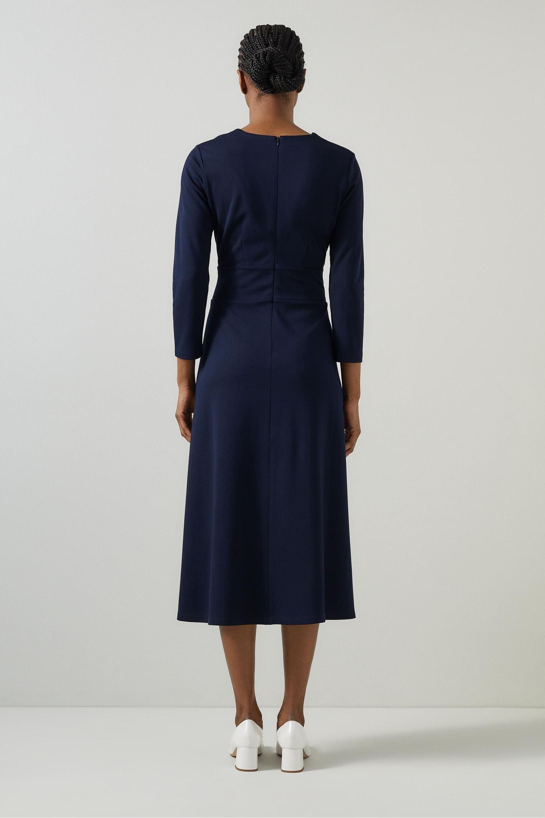 Buy LK Bennett Blue Lauren V Neck Ponte Midi Dress from Next Luxembourg