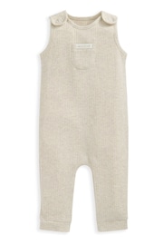 Mamas & Papas Organic Ribbed Oatmeal Sleeveless Brown Romper - Image 2 of 2