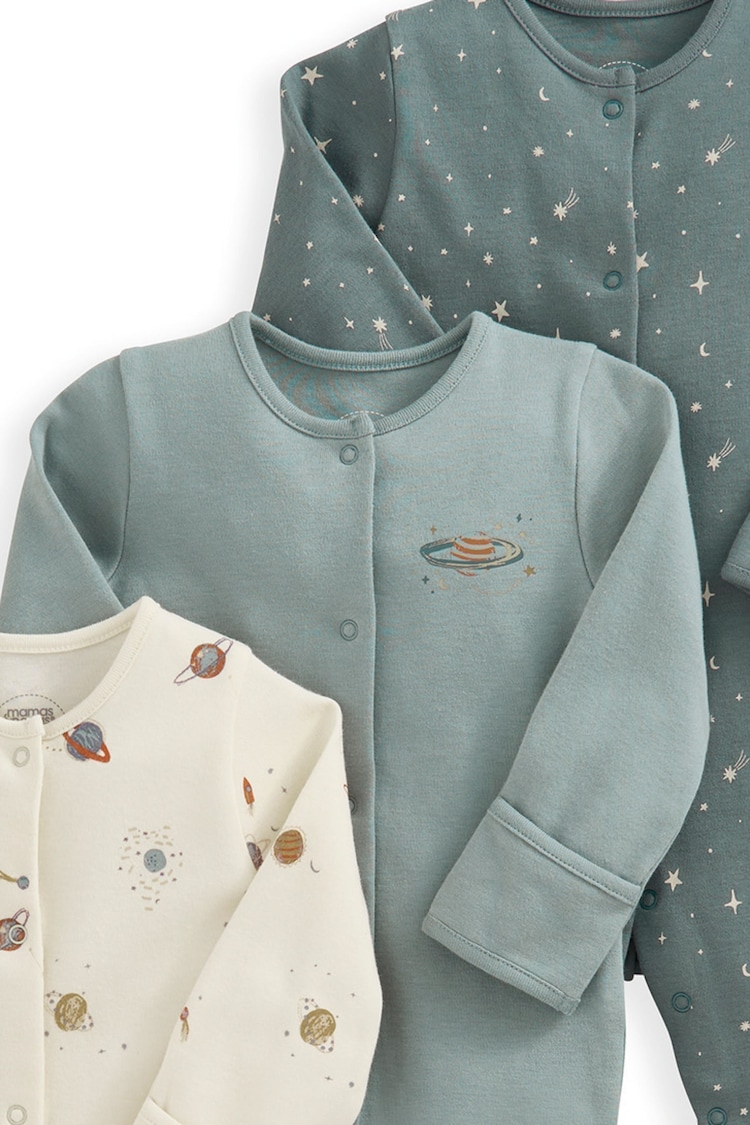 Mamas & Papas Blue Planets Sleepsuits 3 Pack - Image 3 of 3