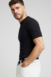 River Island Black Muscle Fit Essential T-Shirts 3 Pack - Image 2 of 4