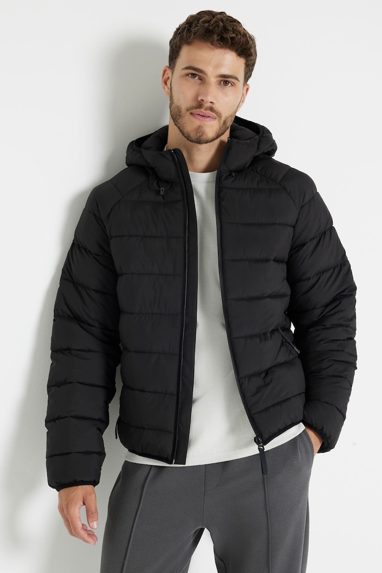 River Island Black Quilted Hooded Coat - Image 1 of 4