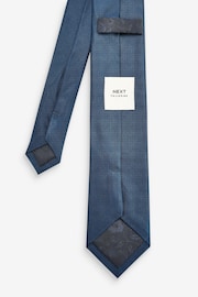 Navy Blue Slim Silk Tie And Pocket Square Set - Image 4 of 6