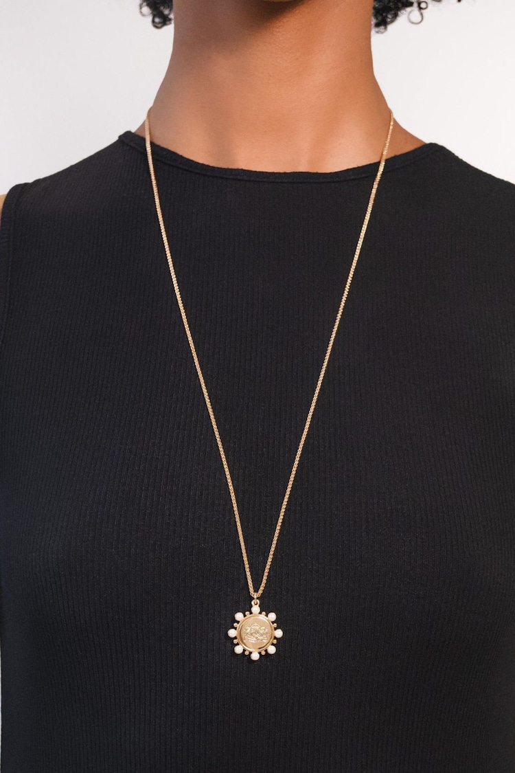 Lauren Ralph Lauren Gold Tone 36In Adj Coin Pendant Necklace - Image 1 of 3