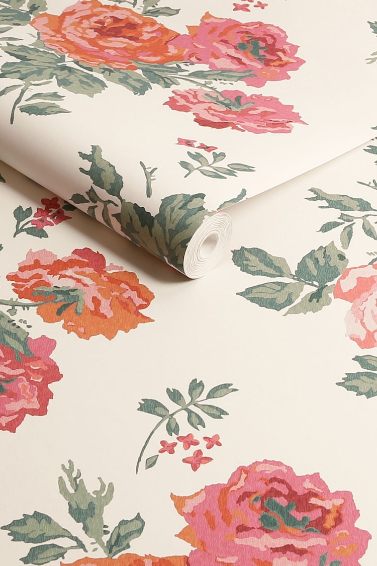 Cath Kidston Pink Blooms Archive Rose A4 Wallpaper Sample - Image 3 of 3