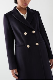 LK Bennett Blue Mariner Petite Double Breasted Wool Coat - Image 3 of 4