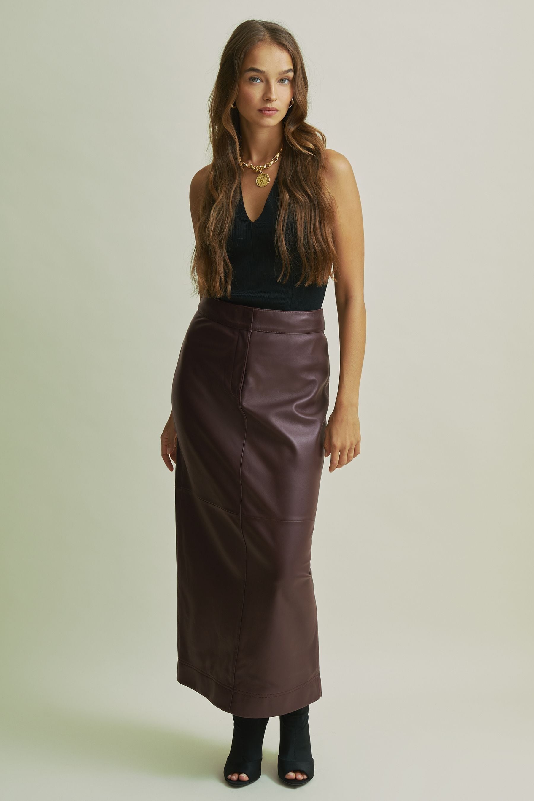 Leather midi skirt shopstyle uk clearance