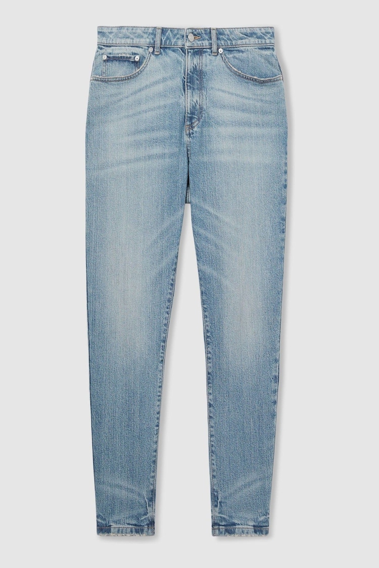 Reiss Light Blue Wash Rathbone Cotton-Stretch Relaxed-Fit Cropped Jeans - Image 2 of 6