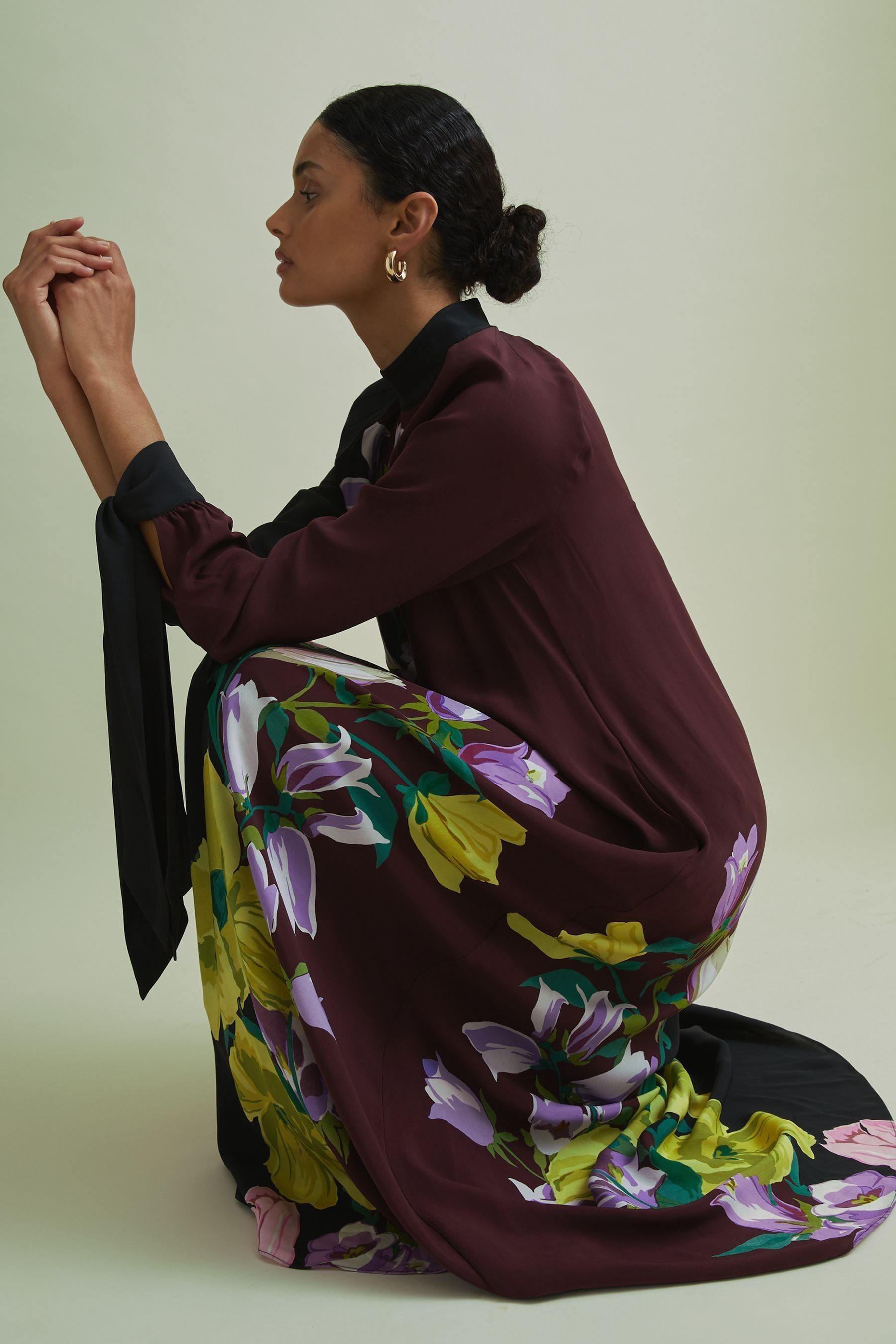 Botanical scarf column dress outlet