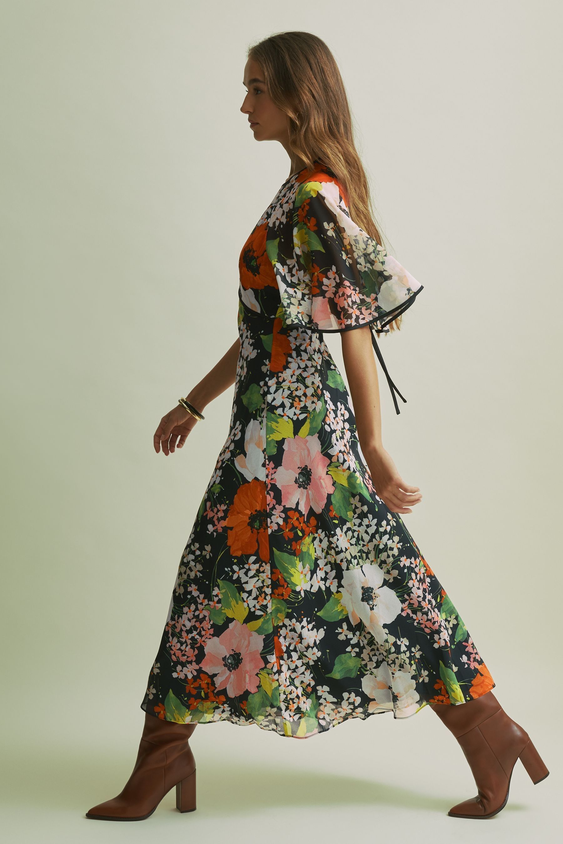 Cape detail midi dress cheap