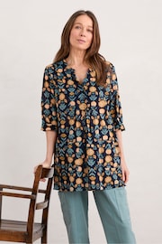 Seasalt Cornwall Blue Aventurier Printed Cotton Tunic - Image 3 of 4