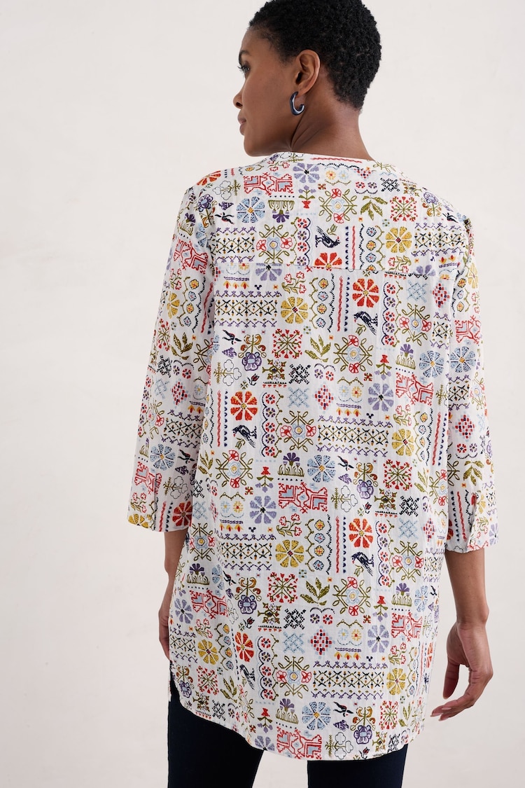 Seasalt Cornwall White Aventurier Printed Cotton Tunic - Image 2 of 8