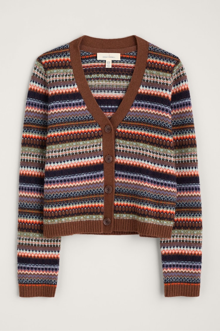 Seasalt Cornwall Purple Lamorna Lane Fair Isle Cardigan - Image 1 of 8