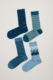 Seasalt Cornwall Blue Mens Gift Box of 4 Sailor Socks - Image 1 of 3