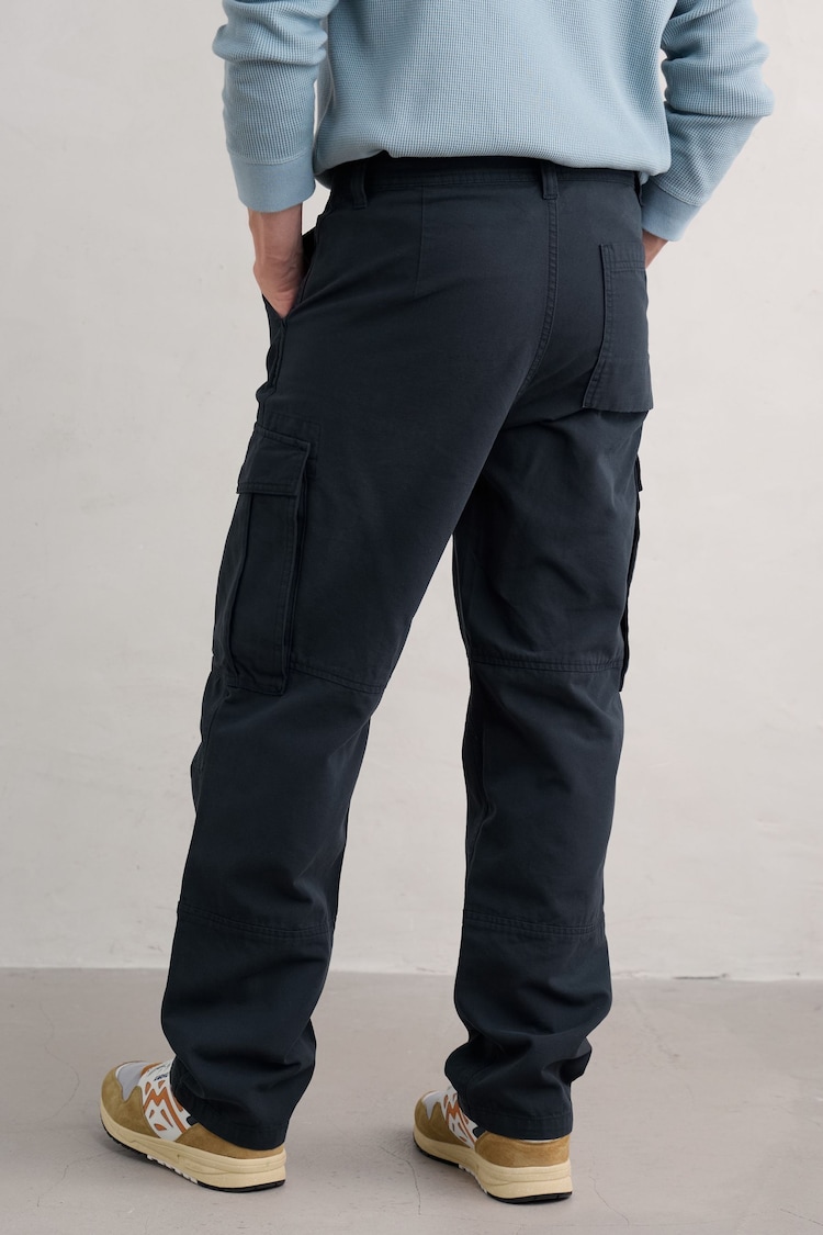 Seasalt Cornwall Blue Mens Launchman Cotton Cargo Trousers - Image 2 of 5