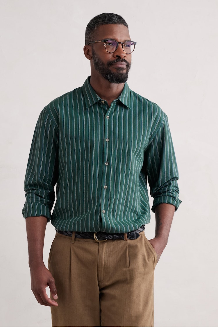 Seasalt Cornwall Green Mens Penmere Cotton Shirt - Image 1 of 5