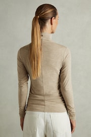 Reiss Neutral Louisa Ruched Jersey Top with Wool - Image 6 of 8