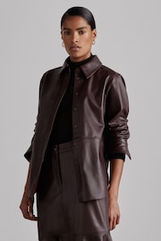 Reiss Oxblood Tora Atelier Leather Shirt - Image 3 of 7