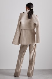 Reiss Neutral Darcey Atelier Wool-Blend Buttoned-Sleeve Jumper with Cashmere - Image 6 of 7