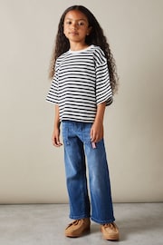 Reiss Navy Sassy Junior Oversized Striped Cotton T-Shirt - Image 1 of 4