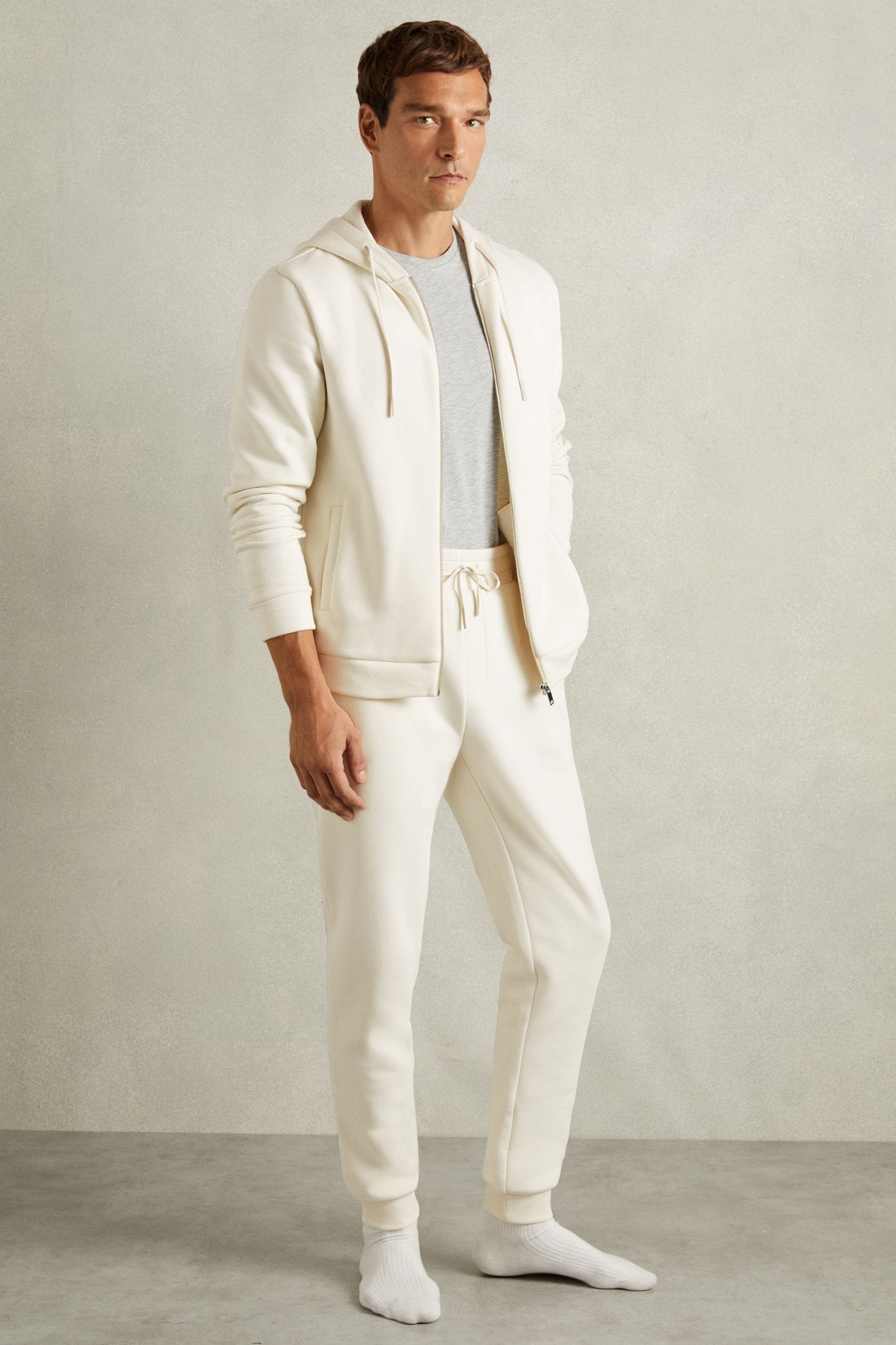 Buy Reiss Off White Callum Cotton Blend Jersey Joggers from the Next UK online shop