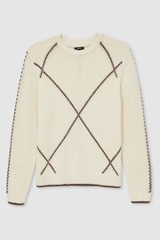 Reiss White/Brown Parvey Wool-Blend Embroidered Jumper - Image 2 of 6