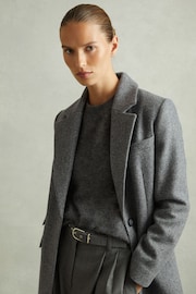 Reiss Grey Amalia Wool-Blend Serge Longline Coat - Image 3 of 6