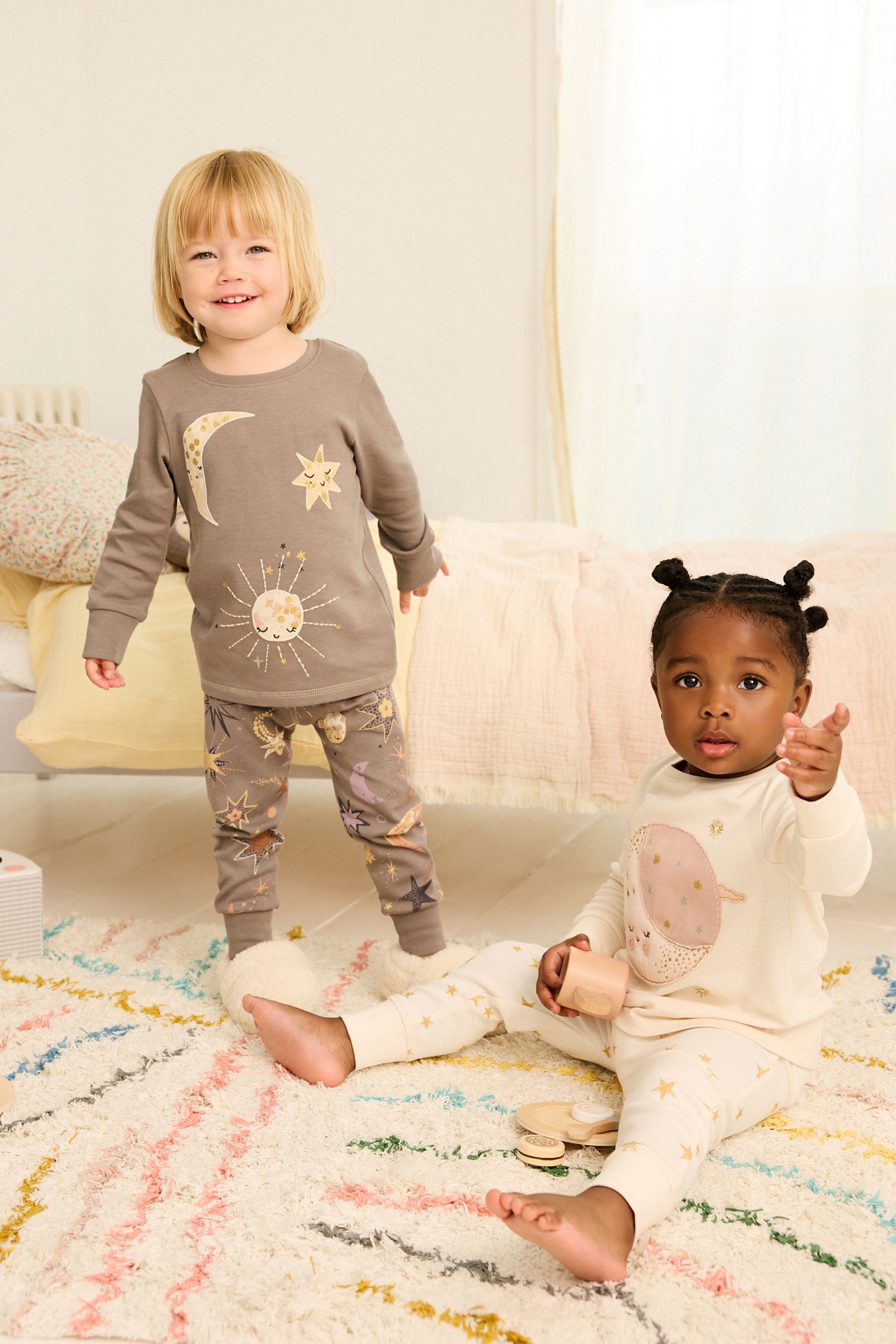Buy Pink Grey Moon Stars Pyjamas 2 Pack 9mths 8yrs from Next Qatar