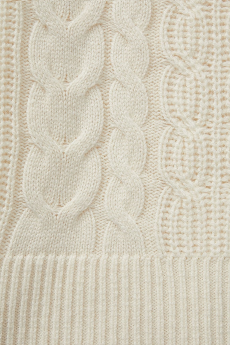 Reiss Cream Mimi 9-13 yrs Wool-Blend Cabled Jumper Dress - Image 4 of 4