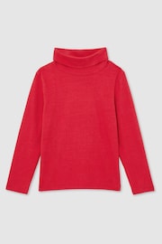 Reiss Red Carey Cotton-Jersey Roll-Neck Top with Stretch - Image 2 of 4