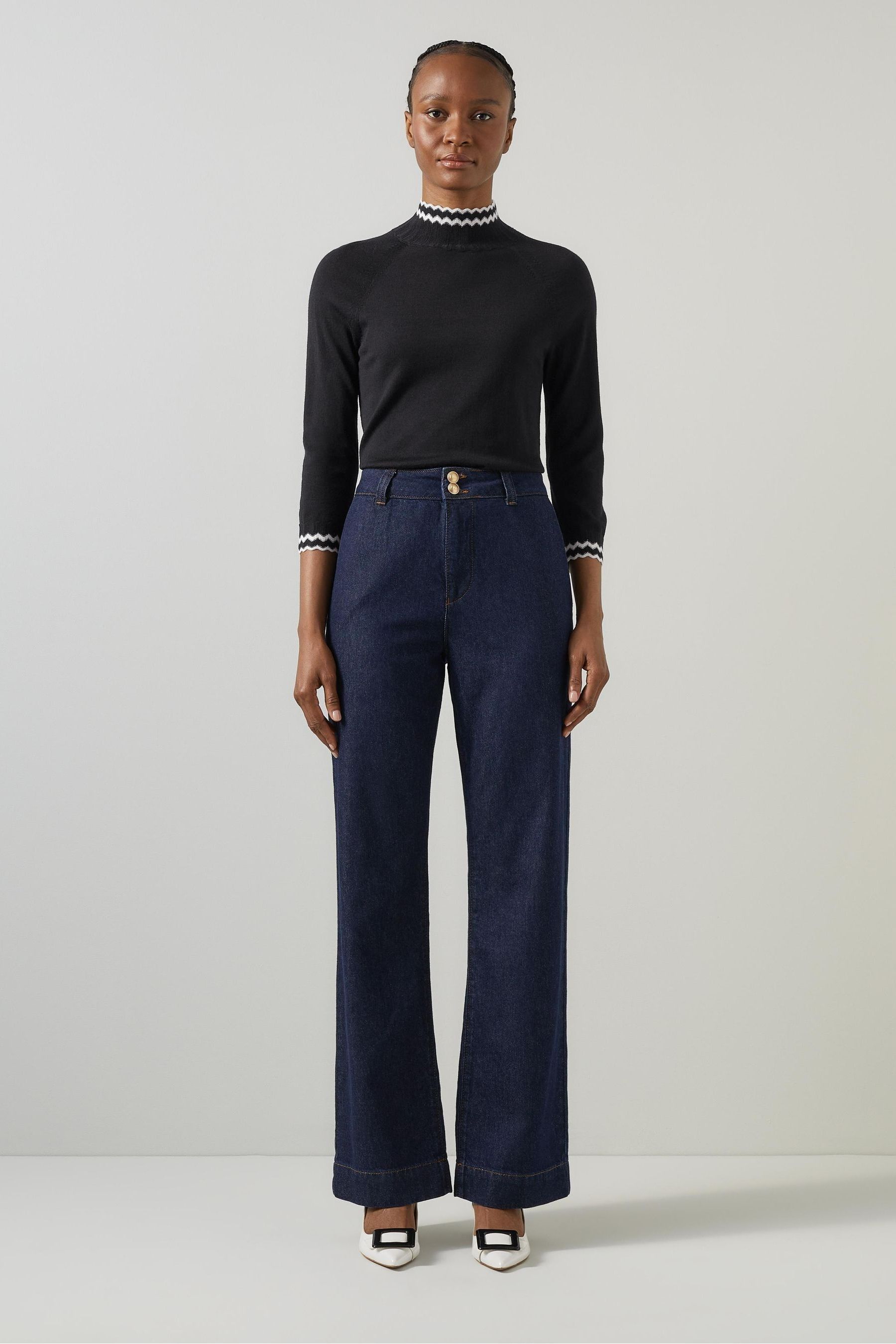 Buy LK Bennett Ethel Zig Zag Fine Merino Black Sweater Next Ukraine