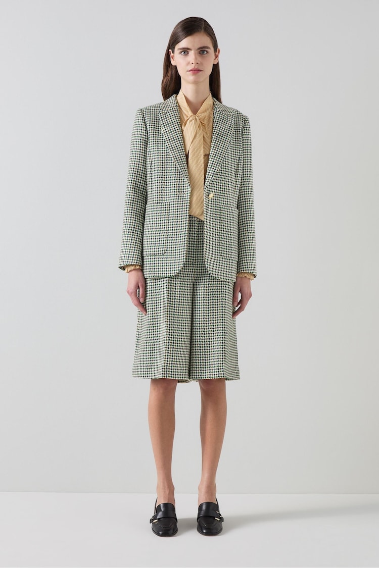 LK Bennett LK Bennett Green Daphne Houndstooth Blazer - Image 1 of 4