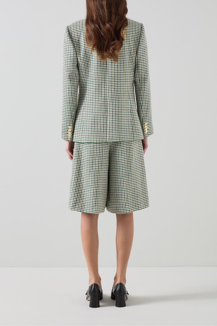 LK Bennett LK Bennett Green Daphne Houndstooth Blazer - Image 2 of 4