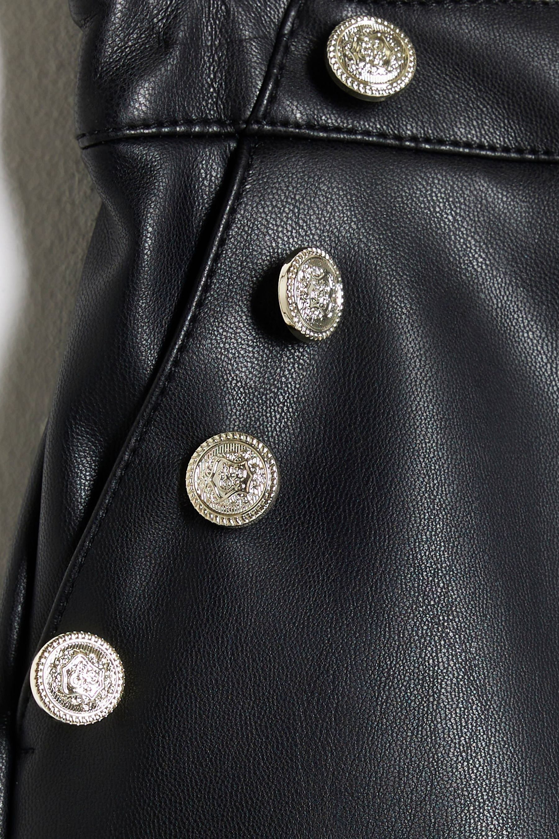 River island black leather shorts sales