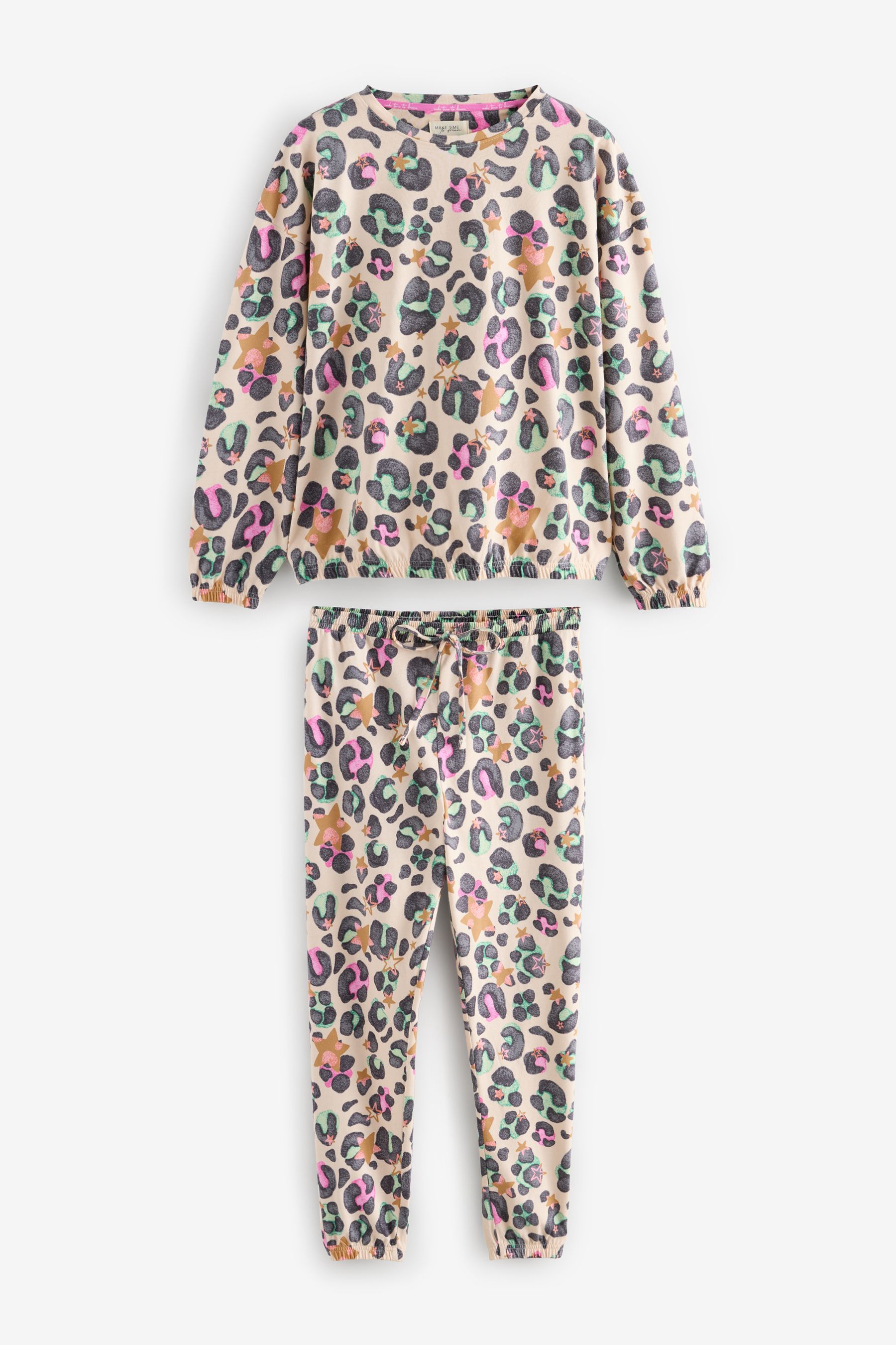 Buy Ecru Cream Pink Leopard 100 Cotton Long Sleeve Pyjamas from the Next UK online shop
