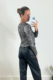 Style Cheat Silver Annelise Bow Back Detail Sequin Top - Image 4 of 4