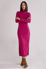 Ro&Zo Pink Rib Knit High Neck Dress - Image 4 of 8