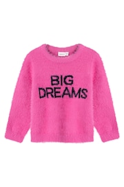 Name It Pink Long Sleeve Big Dreams Fluffy Slogan Jumper - Image 1 of 2