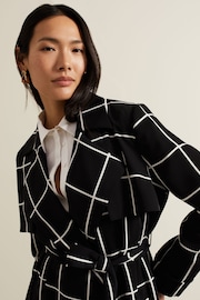 Phase Eight Black Aspen Check Drape Trench Coat - Image 4 of 6