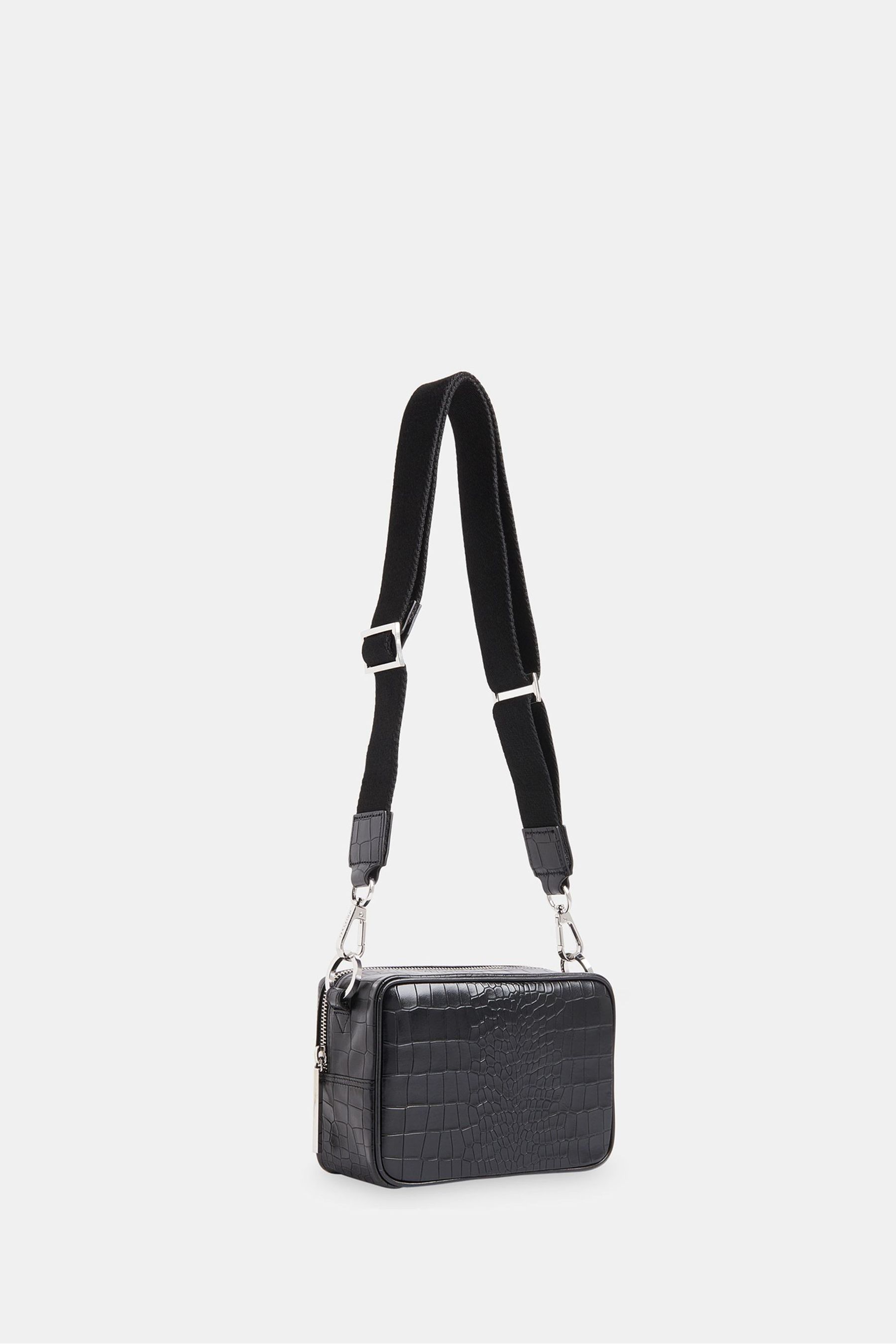 Whistles Bibi Croc Cross Body Black Bag one Womens