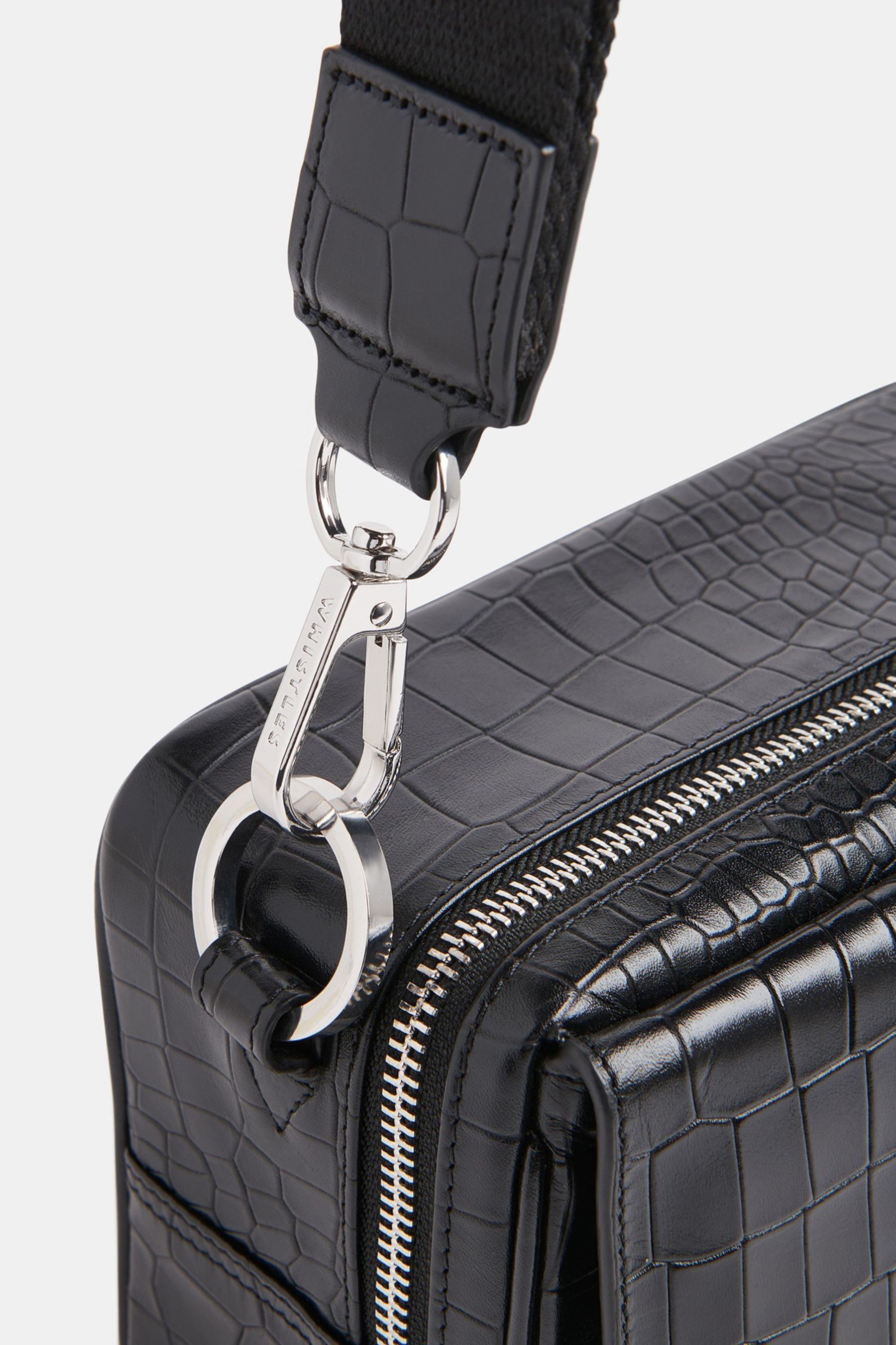 Whistles Bibi Croc Cross Body Black Bag one Womens