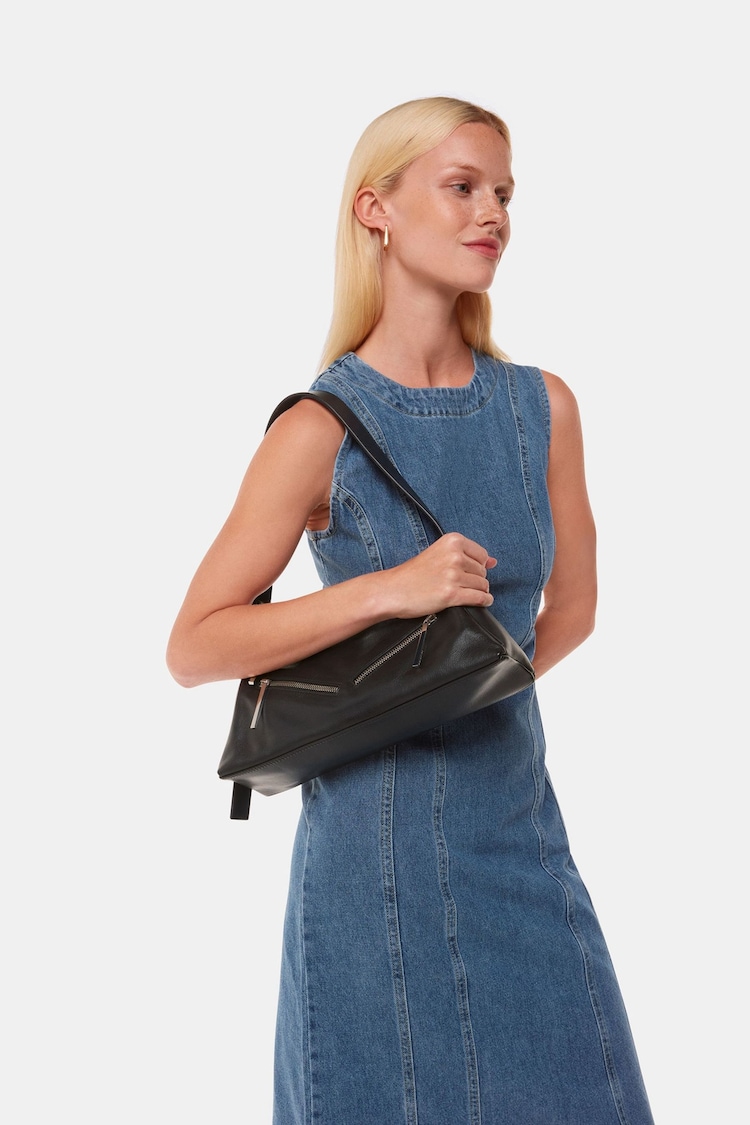 Whistles Seva Triple Zip Shoulder Black Bag - Image 5 of 5